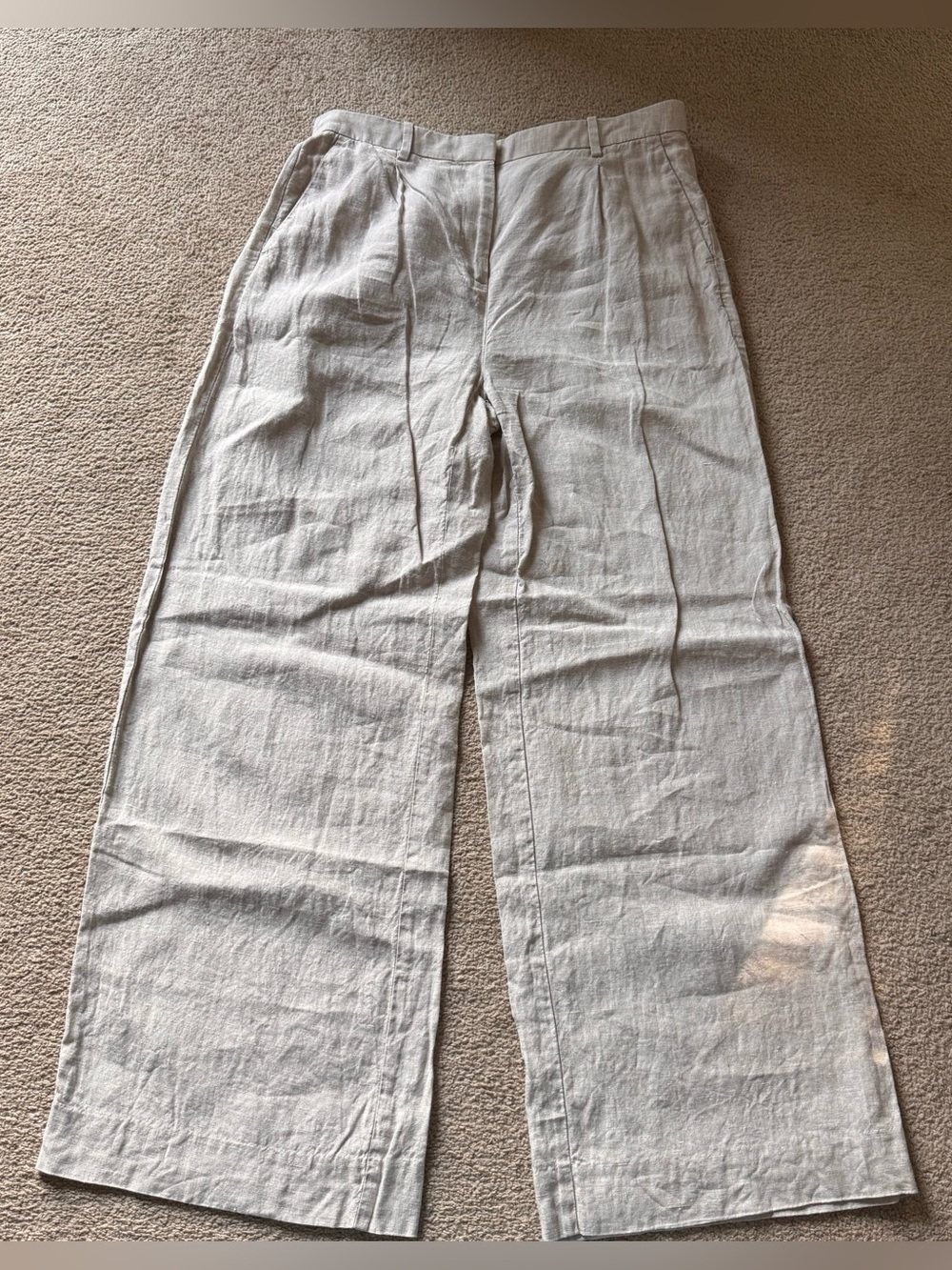 J. Crew light beige essential Wide-Leg Linen pants